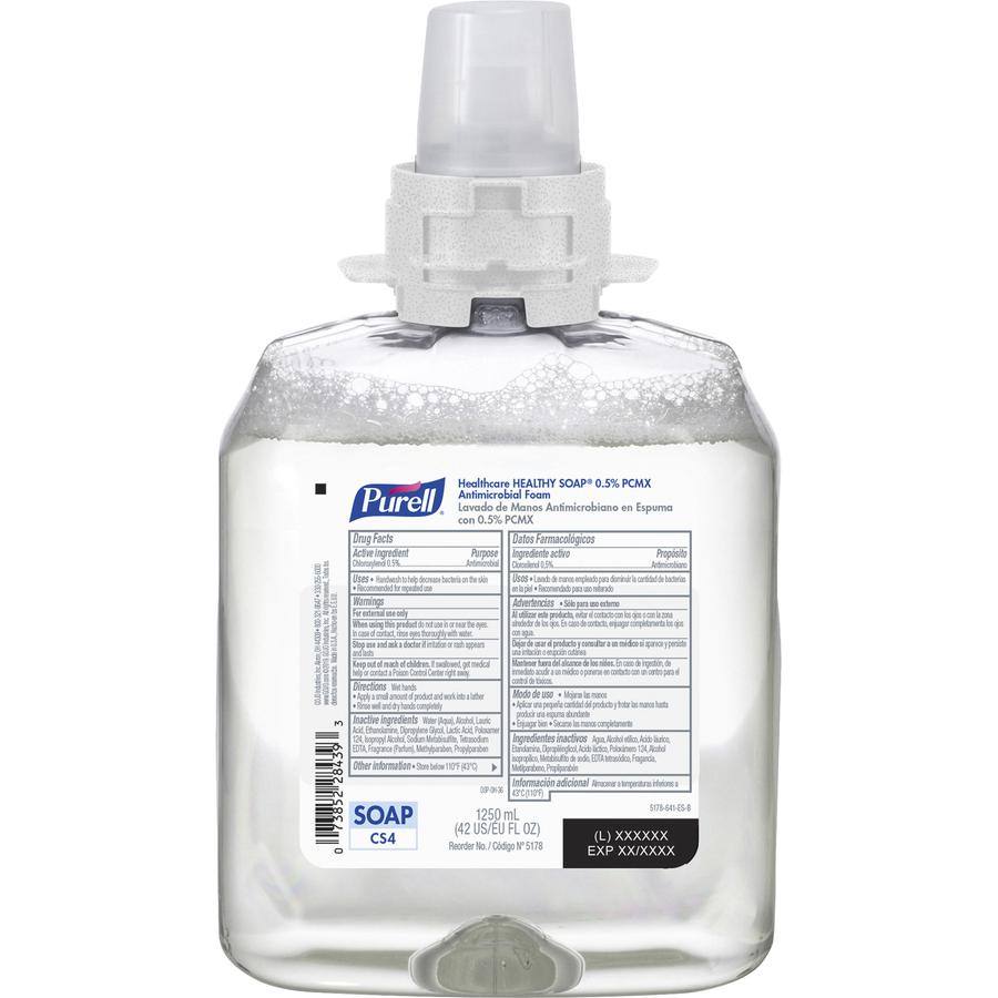 PURELL&reg; CS4 HEALTHY SOAP&trade; 0.5% PCMX Antimirobial Foam Refill - Floral ScentFor - 42.3 fl oz (1250 mL) - Bacteria Remover, Kill Germs - Hand, Healthcare - Antibacterial - Triclosan-free, Dye-. Picture 2