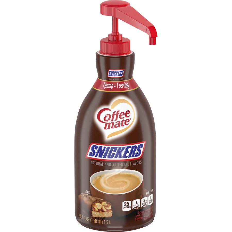 Coffee mate Snickers Flavored Liquid Creamer Pump - Snicker Flavor - 50.72 fl oz (1.50 L) - 1EachBottle. Picture 4