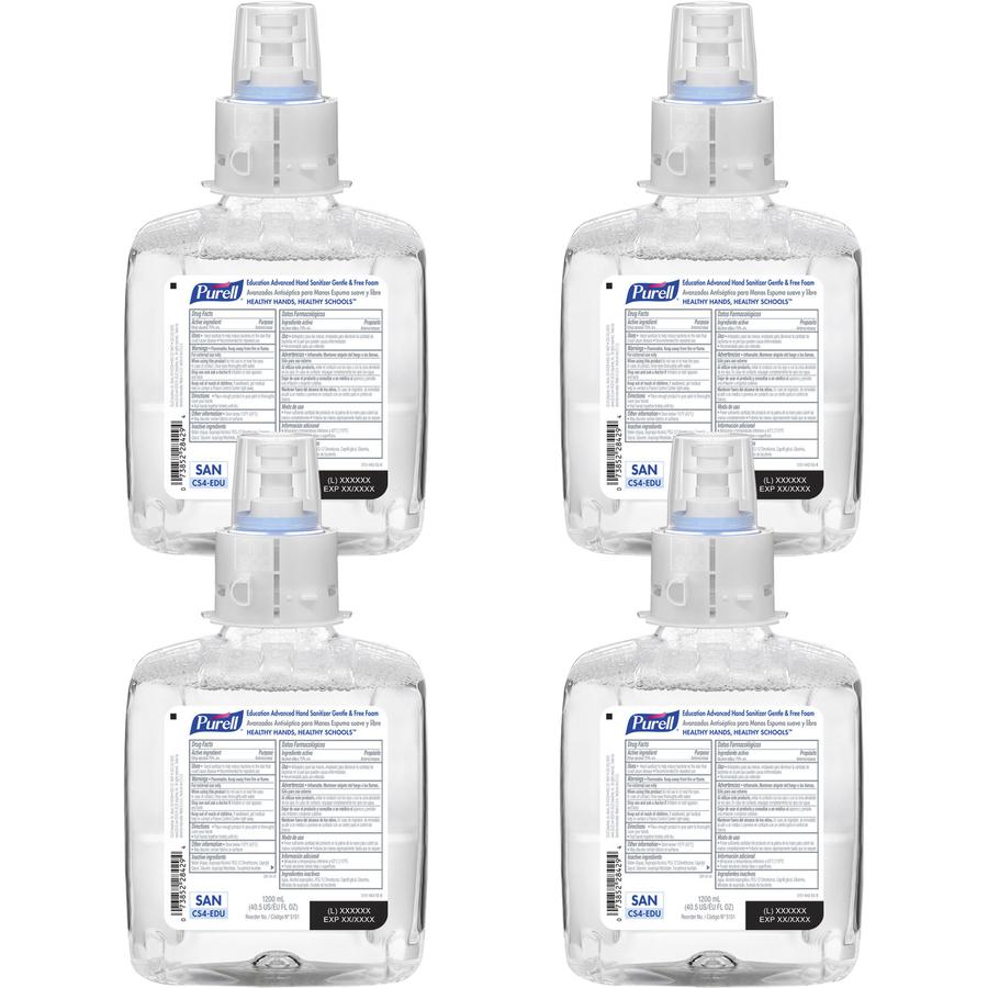 PURELL&reg; Hand Sanitizer Foam Refill - 40.6 fl oz (1200 mL) - Kill Germs - School, Hand - Dye-free, Fragrance-free, Hygienic - 4 / Carton. Picture 2