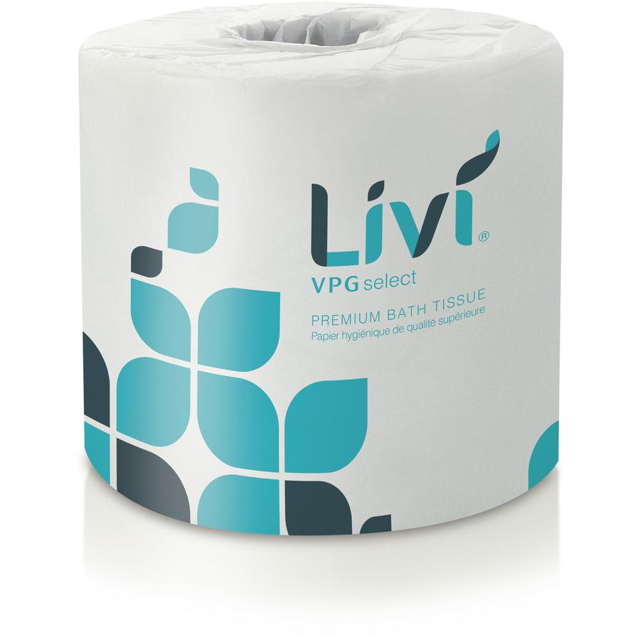 Livi VPG Select Bath Tissue - 2 Ply - 3.75" x 4.06" - 500 Sheets/Roll - 1.77" Core - White - Fiber - 80 / Carton. Picture 2