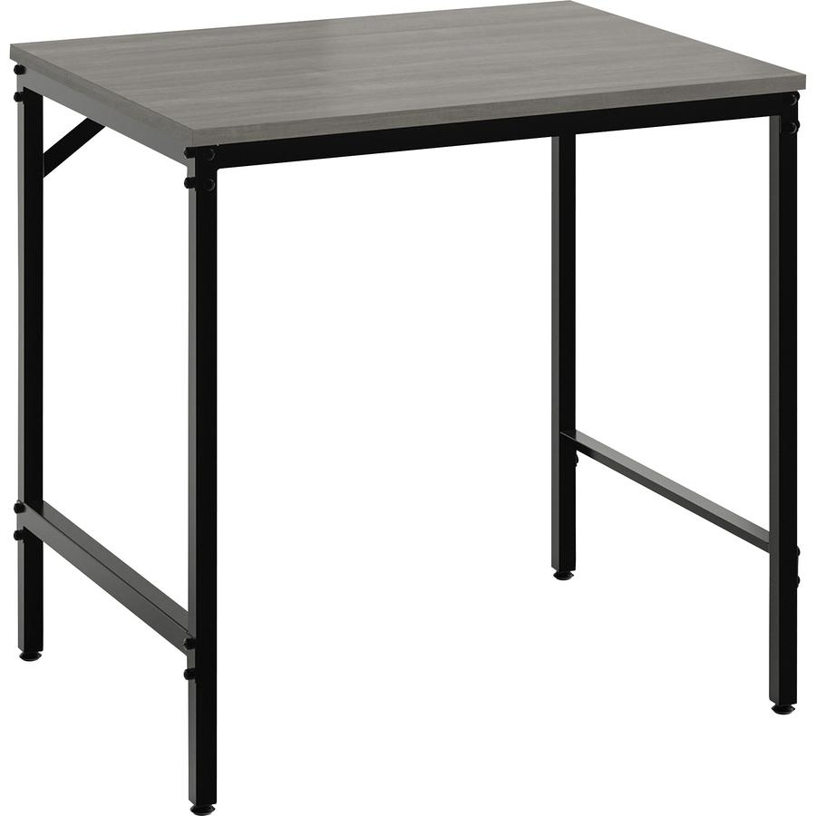 Safco Simple Study Desk - Neowalnut Rectangle, Laminated Top - Black Powder Coat Four Leg Base - 4 Legs - 30.50" Table Top Width x 23.50" Table Top Depth x 0.75" Table Top Thickness - 29.50" Height - . Picture 9