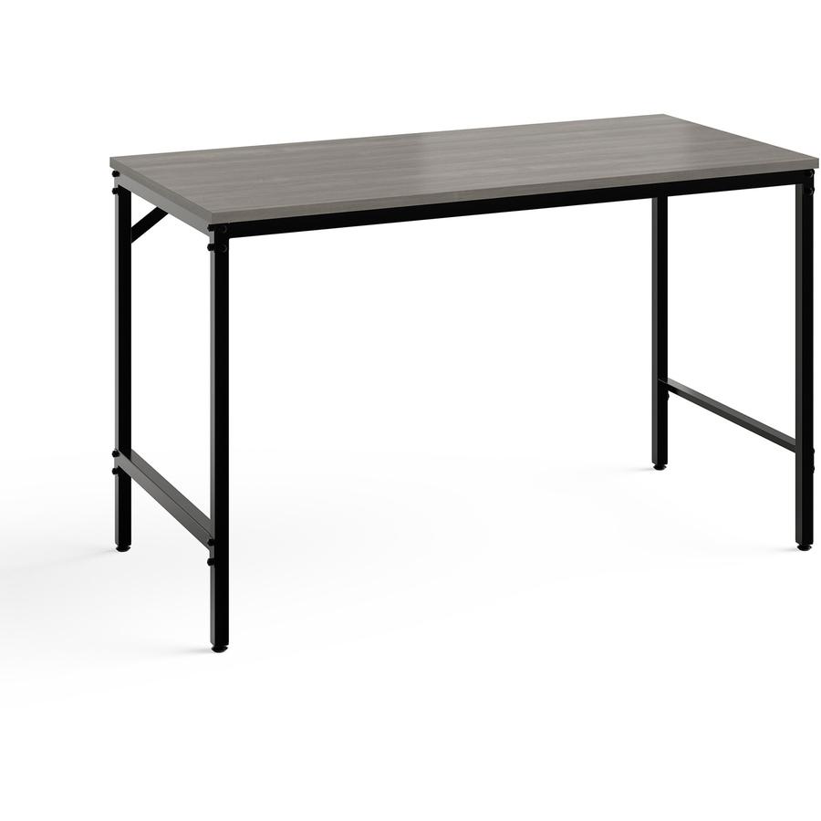 Safco Simple Study Desk - Sterling Ash Rectangle, Laminated Top - Black Powder Coat Four Leg Base - 4 Legs - 45.50" Table Top Width x 23.50" Table Top Depth x 0.75" Table Top Thickness - 29.50" Height. Picture 5