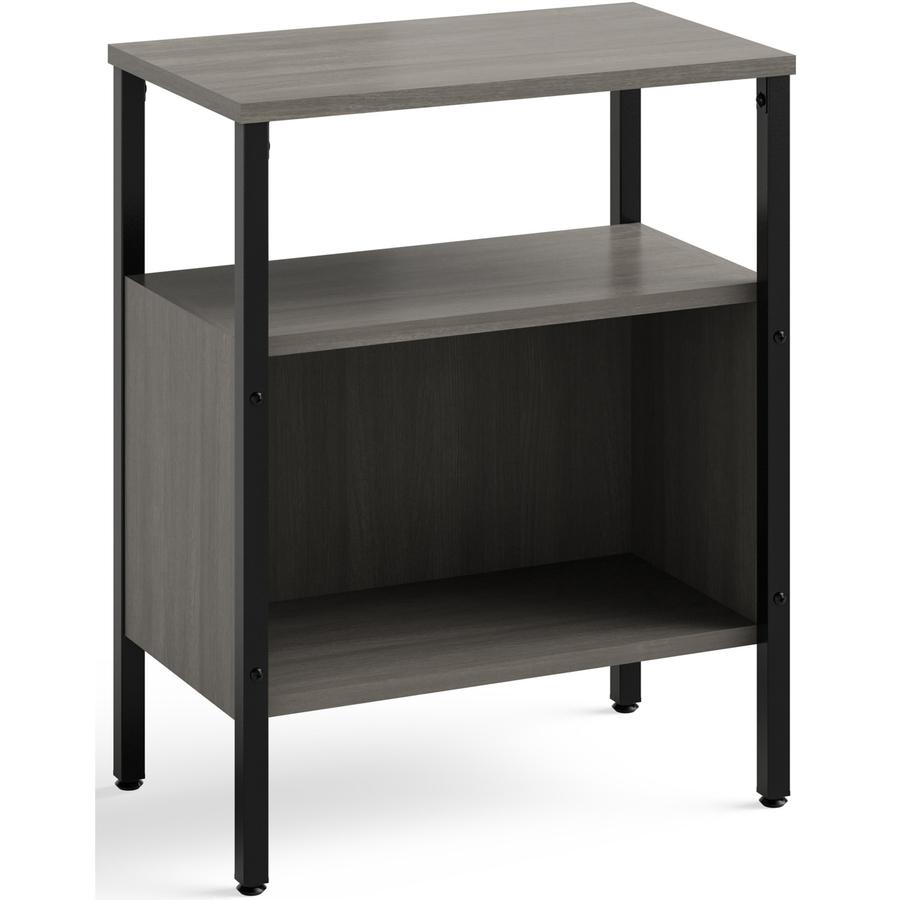 Safco Simple Storage Unit - 23.5" x 14"29.5" , 0.8" Top, 21" x 11"12.8" Shelf, 21"8.3" Top Opening - Material: Steel, Melamine Laminate - Finish: Neowalnut - Laminate Table Top. Picture 7