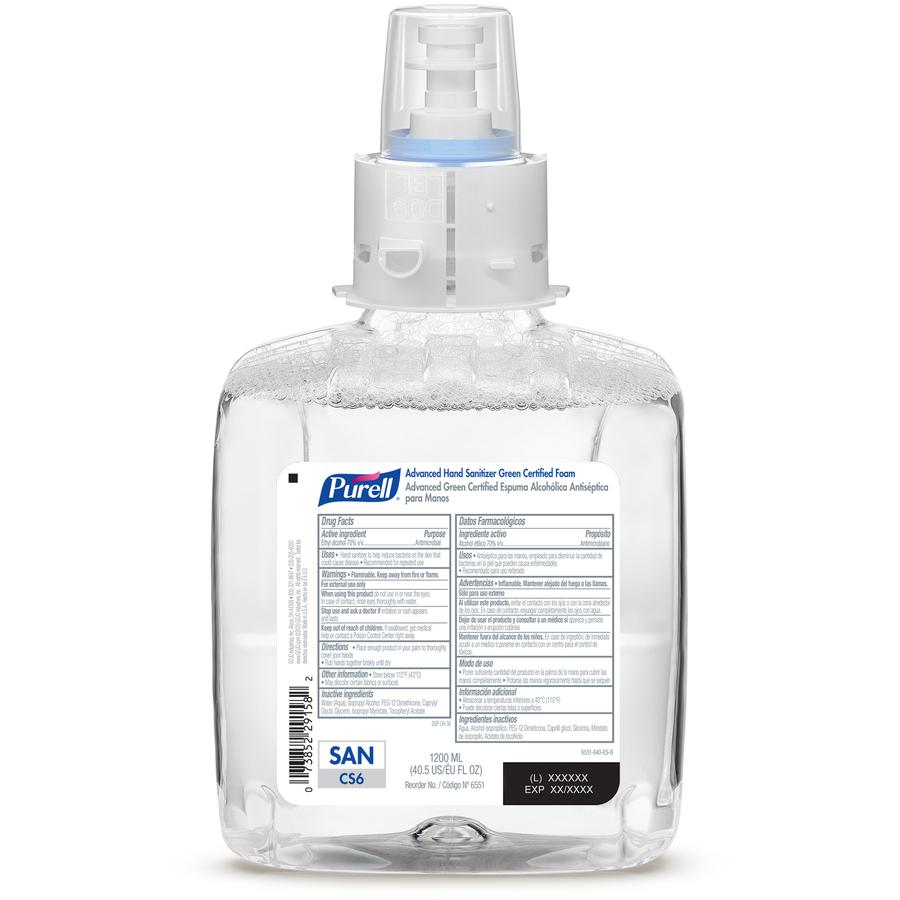PURELL&reg; Hand Sanitizer Foam Refill - Fragrance-free Scent - 40.6 fl oz (1200 mL) - Pump Bottle Dispenser - Kill Germs - Hand, Healthcare - Moisturizing - Hygienic, Bio-based, Dye-free - 2 / Carton. Picture 2