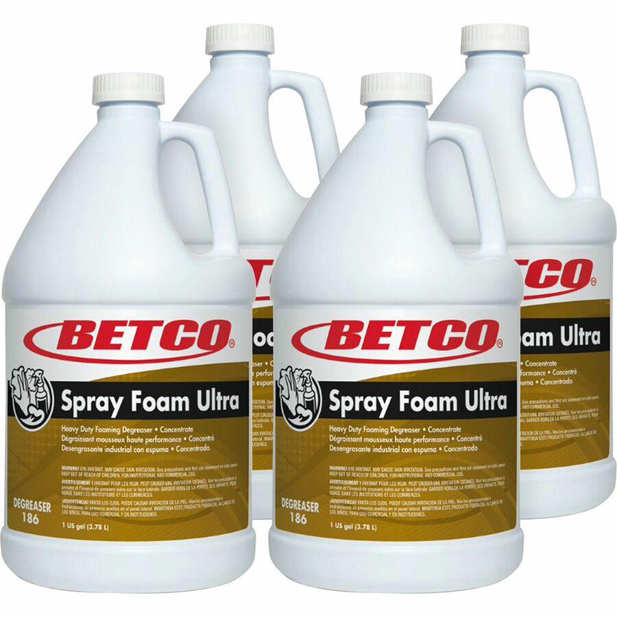 Betco Spray Foam Ultra Degreaser - Concentrate Foam Spray, Liquid - 128 fl oz (4 quart) - 4 / Carton - Amber. Picture 3