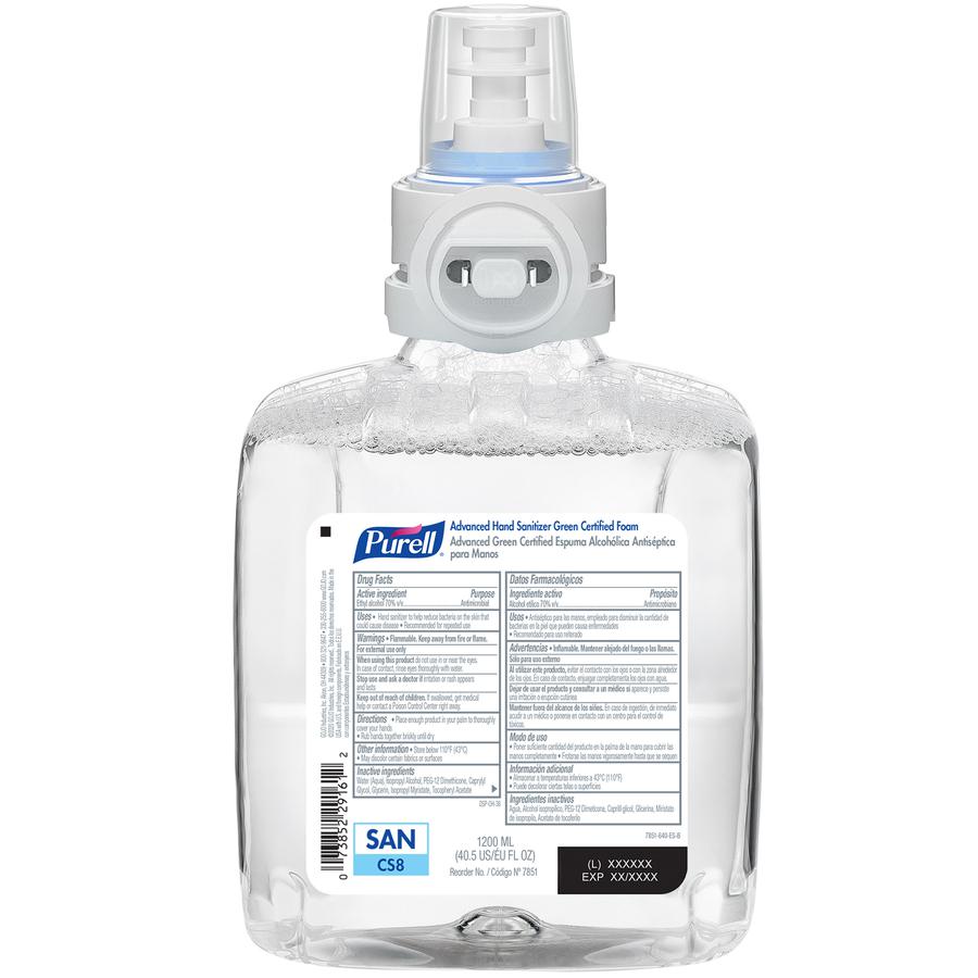 PURELL&reg; Hand Sanitizer Foam Refill - 40.6 fl oz (1200 mL) - Dirt Remover, Kill Germs - Hand, Healthcare, Skin - Moisturizing - Fragrance-free, Dye-free, Bio-based - 2 / Carton. Picture 2