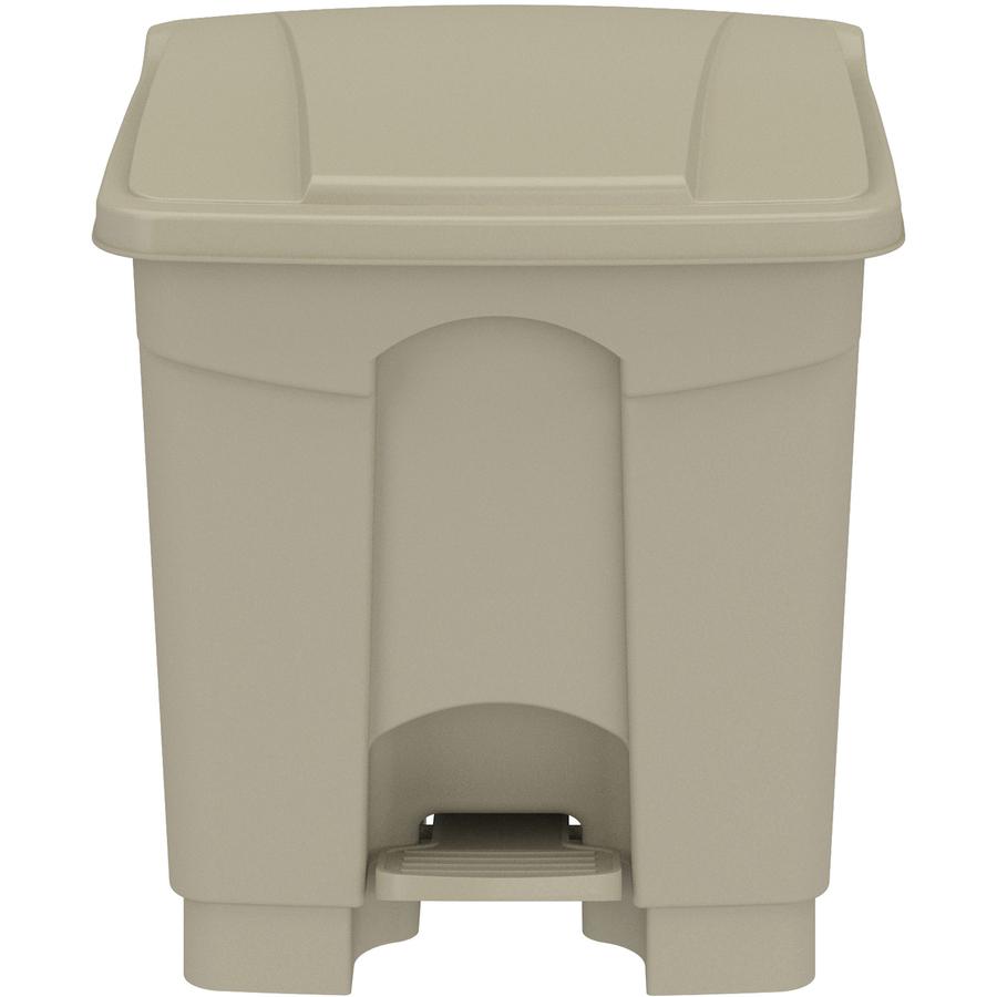 Safco Plastic Step-on Waste Receptacle - 8 gal Capacity - Easy to Clean, Foot Pedal, Lightweight - 17.3" Height x 16" Width x 16" Depth - Plastic - Tan - 1 Carton. Picture 7