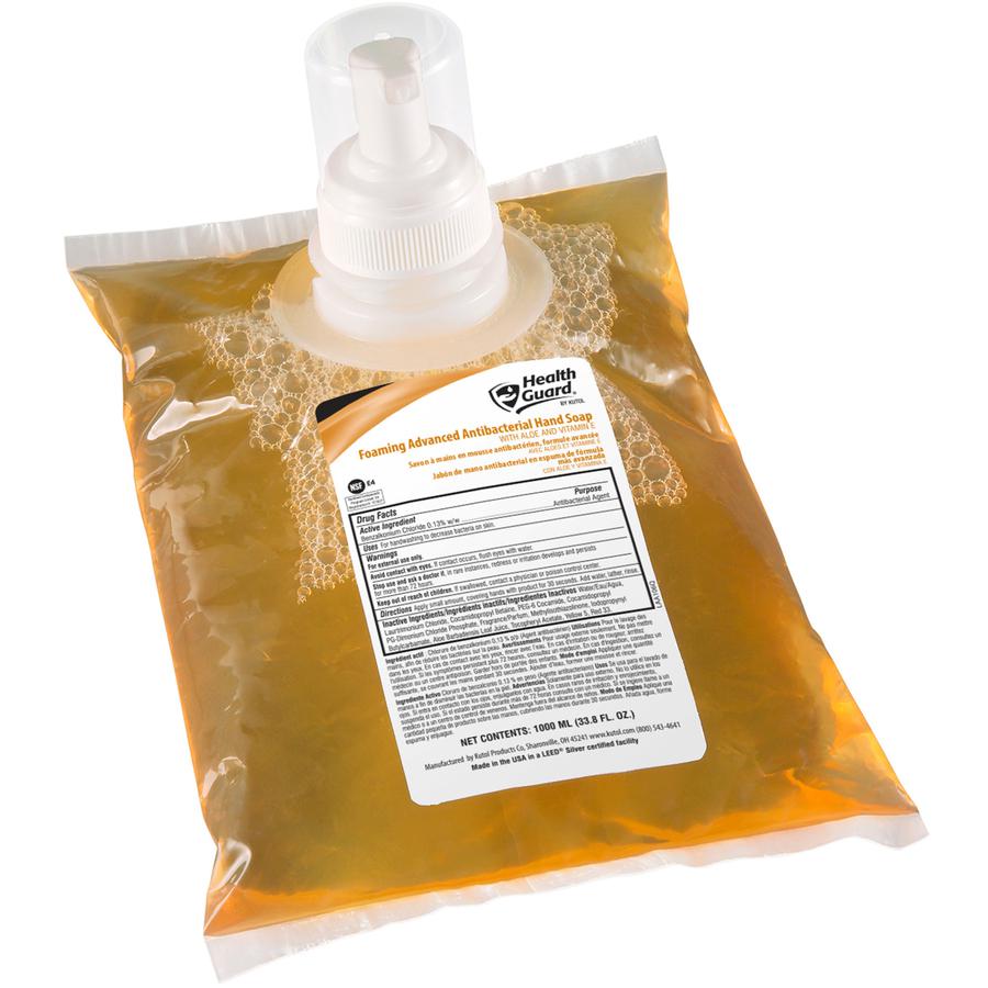 Health Guard Foam Antibacterial Soap - Citrus Spice ScentFor - 33.8 fl oz (1000 mL) - Kill Germs, Soil Remover - Skin, Hand - Antibacterial - Amber - Triclosan-free - 6 / Carton. Picture 2