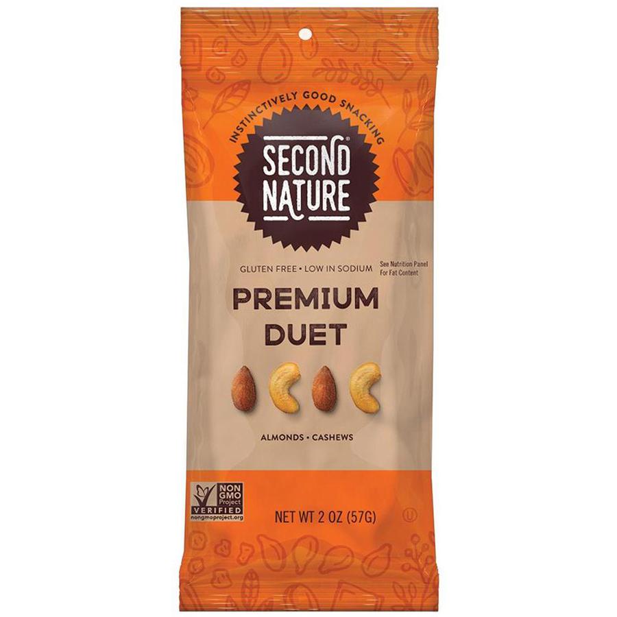 Second Nature Premium Duet Trail Mix - Low Sodium, Gluten-free, No Artificial Flavor, No Artificial Color, Preservative-free - Cashew, Almond - 2 oz - 12 / Box. Picture 2