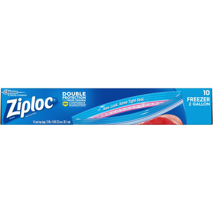 Ziploc&reg; 2-Gallon Freezer Bags - Extra Large Size - 2 gal Capacity - 13" Width - Zipper Closure - Clear - 10/Box - Food, Money, Meat, Poultry, Fish, Soup. Picture 2