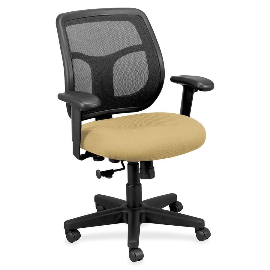 Eurotech Apollo Synchro Mid-Back Chair - Sand Fabric Seat - Black Fabric Back - Mid Back - 5-star Base - Armrest - 1 Each. Picture 5