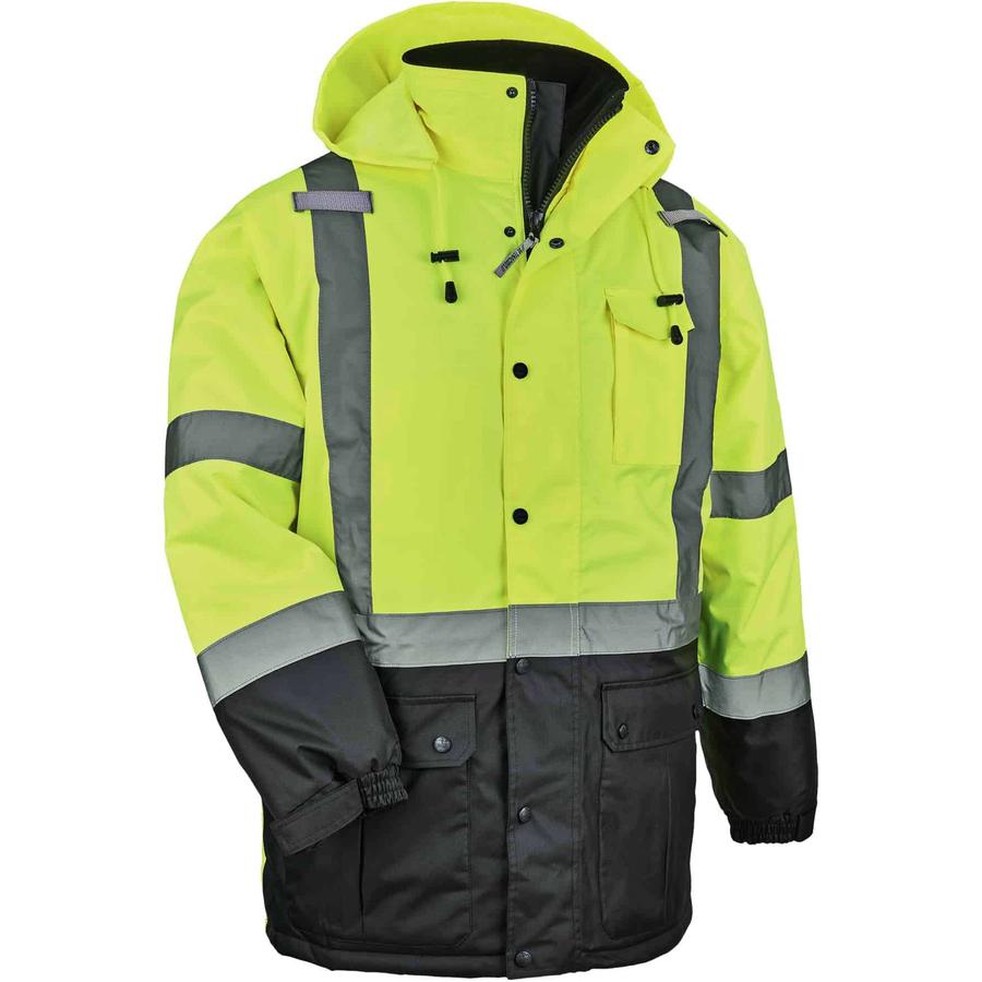 GloWear 8384 Type R Class 3 Hi-Vis Quilted Thermal Parka - Recommended for: Accessories, Construction, Baggage Handling, Cell Phone - Machine Washable, Mic Tab, Cell Phone Pocket, Pen Slot, Mic Tab, D. Picture 2