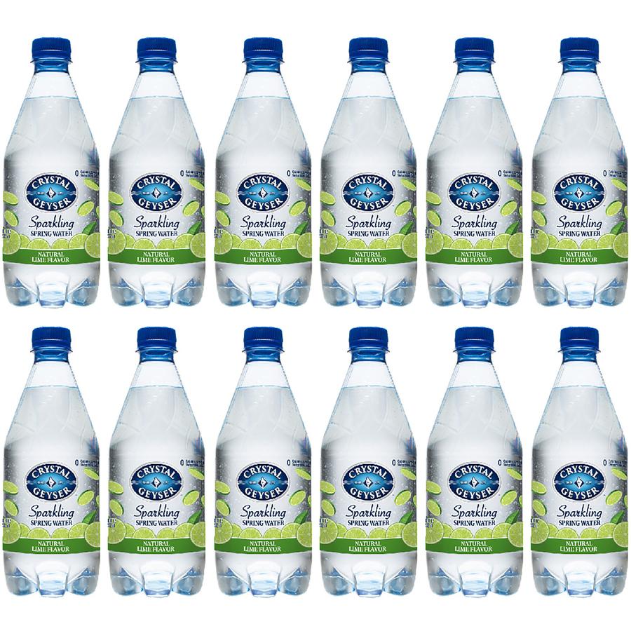 Crystal Geyser Natural Lime Sparkling Spring Water - Ready-to-Drink - 18 fl oz (532 mL) - 12 / Carton / Bottle. Picture 3