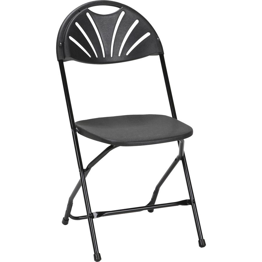 Dorel Zown Premium Fan Back Folding Chair - Black Seat - Black Polyethylene Back - Black Powder Coated Steel Frame - Four-legged Base - 8 / Carton. Picture 14