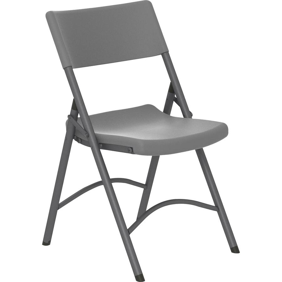 Cosco Zown Classic Commercial Resin Folding Chair - Gray Seat - Gray Back - Gray Steel, High Density Resin, High-density Polyethylene (HDPE) Frame - Four-legged Base - 4 / Carton. Picture 10