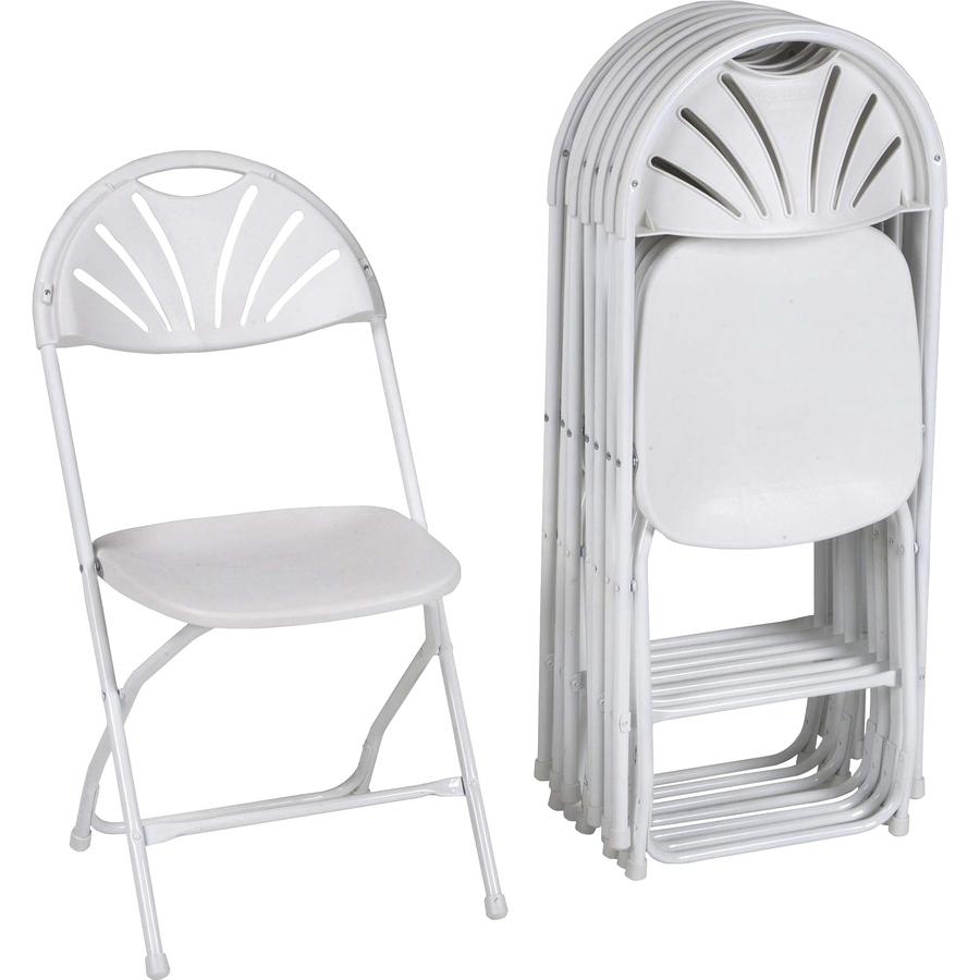 Dorel Zown Premium Fan Back Folding Chair - White Seat - White Polyethylene Back - White Powder Coated Steel Frame - Four-legged Base - 8 / Carton. Picture 11