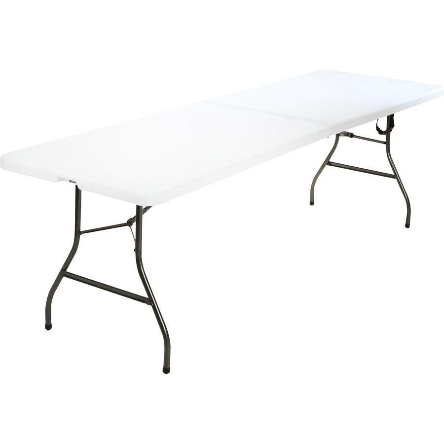 Cosco Fold-in-Half Blow Molded Table - Rectangle Top - Four Leg Base - 4 Legs - 300 lb Capacity x 30" Table Top Width x 96" Table Top Depth - 29.25" Height - White - 1 Each. Picture 16
