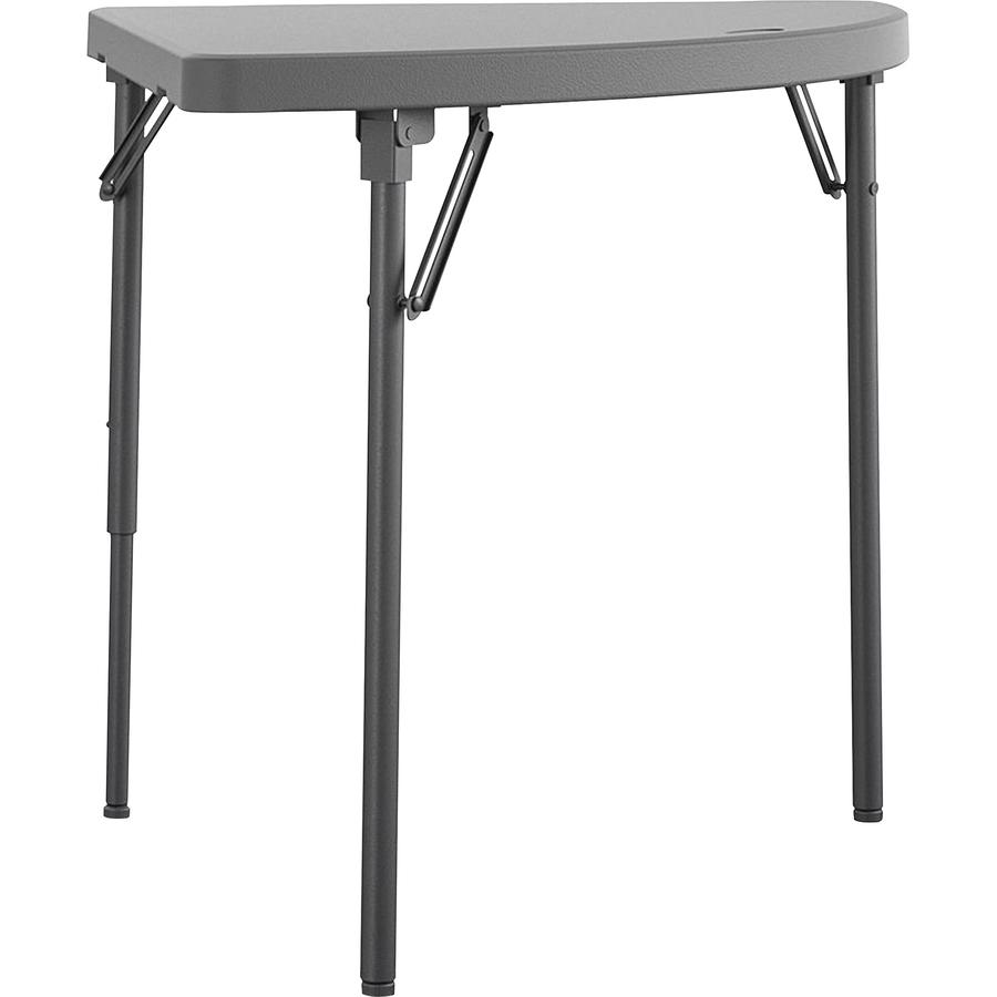 Dorel Zown Classic 24" Corner Blow Mold Fold Table - Half Moon Top - 3 Legs - 200 lb Capacity x 29.50" Table Top Width x 29.20" Table Top Depth - 29.50" Height - Gray - High-density Polyethylene (HDPE. Picture 12