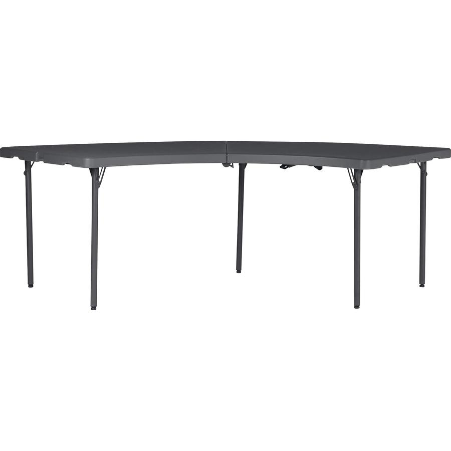 Dorel Zown Moon Commercial Blow Mold Folding Table - 5 Legs - 600 lb Capacity x 30" Table Top Width x 92.60" Table Top Depth - 29.25" Height - Gray - High-density Polyethylene (HDPE) - 1 Each. Picture 8
