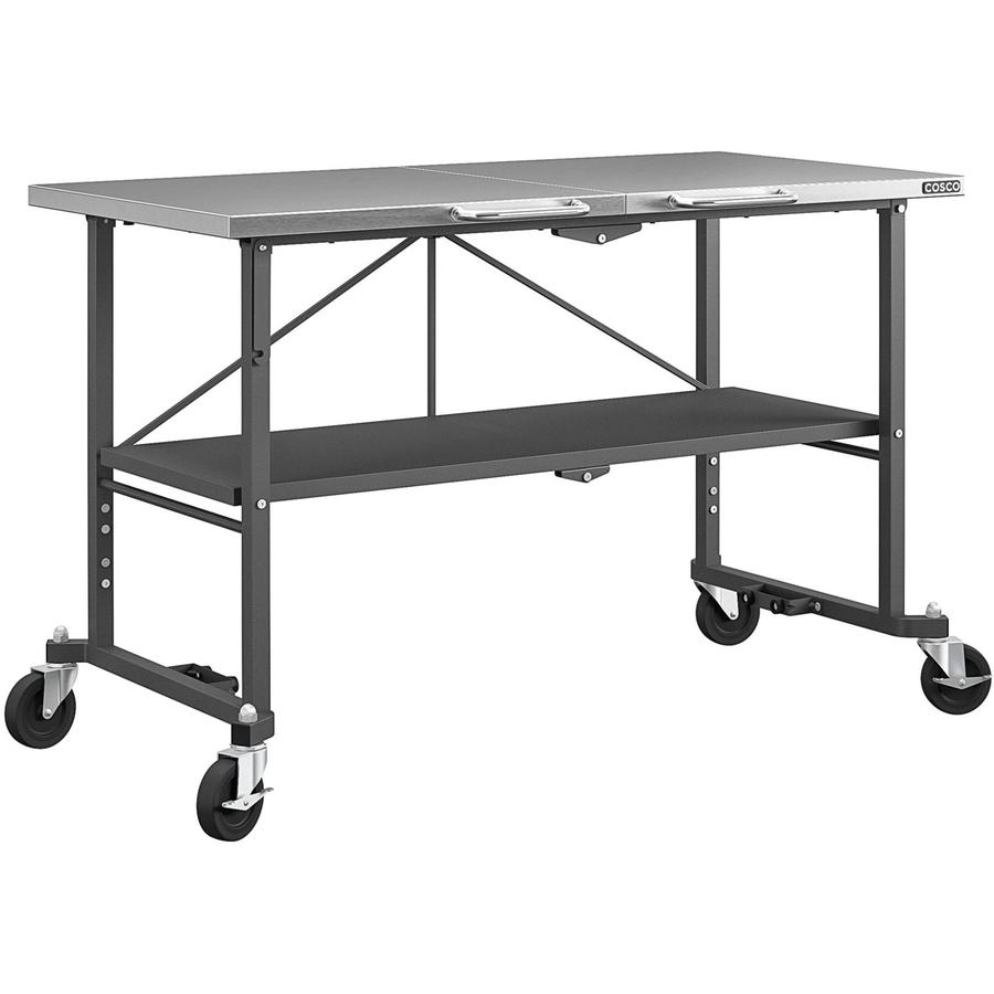 Cosco Commercial SmartFold Portable Workbench - Four Leg Base - 4 Legs - 700 lb Capacity x 52" Table Top Width x 25.50" Table Top Depth - 34.70" Height - Assembly Required - Gray - Stainless Steel - S. Picture 14