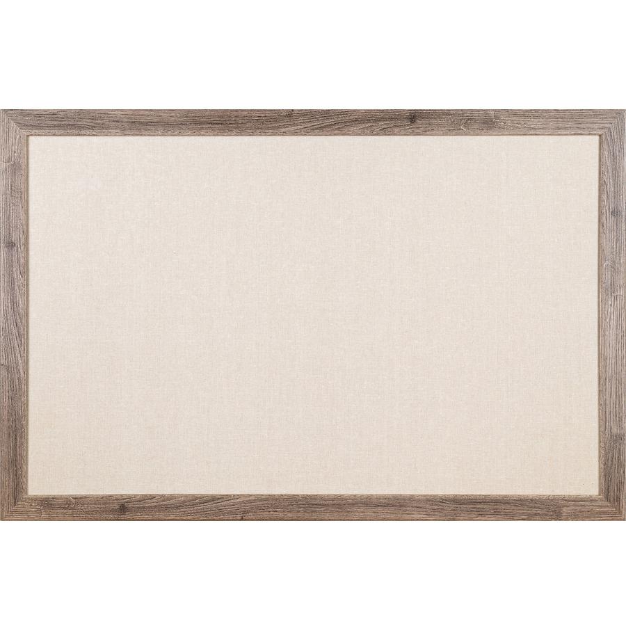 U Brands Linen Bulletin Board, 35" X 23" , Rustic Wood Frame - 35" Height x 23" Width - Tan Linen Surface - Self-healing, Durable, Mounting System, Tackable, Sturdy, Damage Resistant - 1. Picture 3