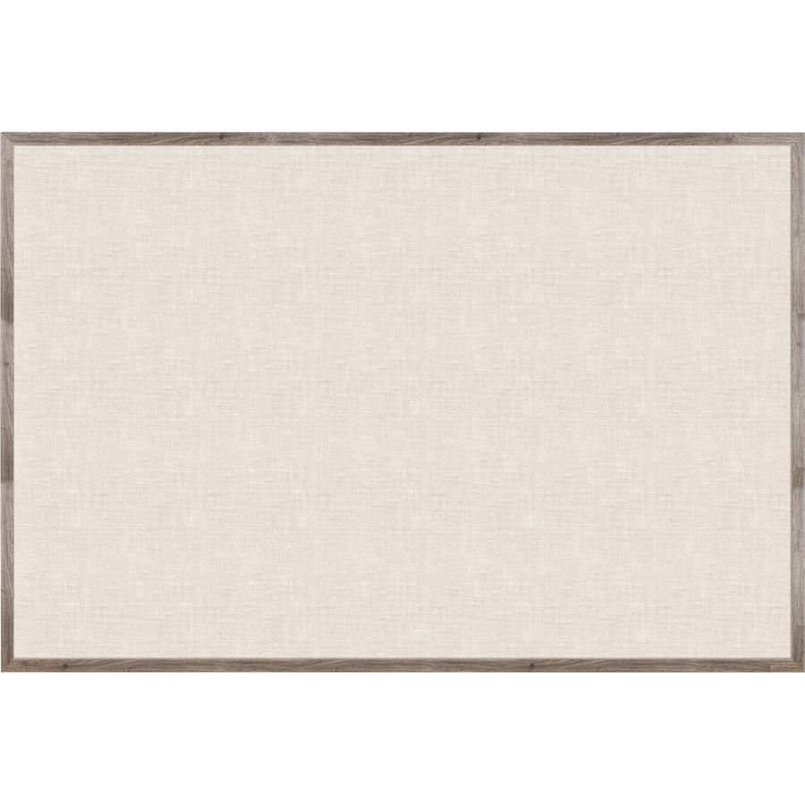 U Brands Linen Bulletin Board, 72" X 47" , Rustic Wood Frame - 72" Height x 47" Width - Tan Linen Surface - Self-healing, Durable, Mounting System, Tackable, Sturdy, Damage Resistant - 1. Picture 3