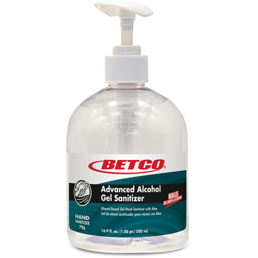 Betco Advanced Hand Sanitizer Gel - Fresh & Light Scent - 16.9 fl oz (500 mL) - Pump Bottle Dispenser - Kill Germs - Skin, Hand - Moisturizing - Clear - Non-sticky, Residue-free, Quick Drying, pH Neut. Picture 2
