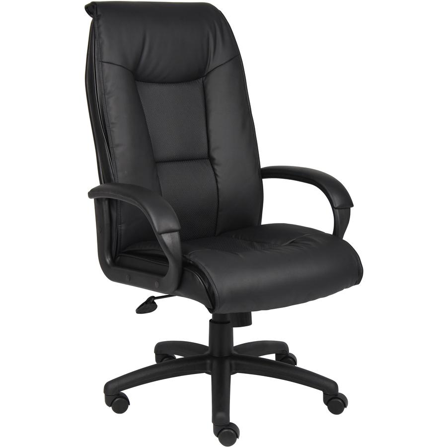 Boss Executive Leather Plus Chair - Black LeatherPlus Seat - Black LeatherPlus Back - 5-star Base - Armrest - 1 Each. Picture 3