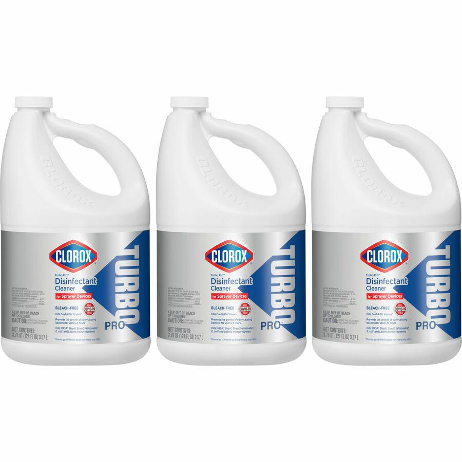 Clorox Turbo Pro Disinfectant Cleaner for Sprayer Devices - 121 fl oz (3.8 quart) - Fresh ScentBottle - 3 / Carton - Bleach-free, Versatile, Antibacterial - White. Picture 21