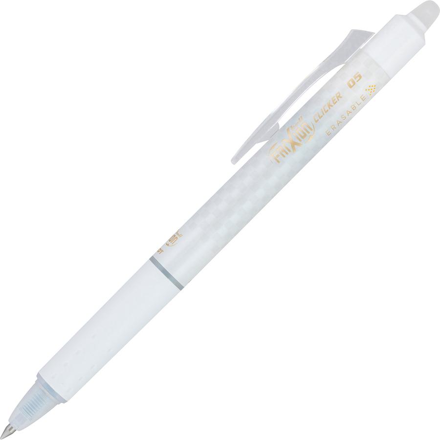 FriXion Clicker Erasable Gel Pen - Extra Fine Pen Point - 0.5 mm Pen Point Size - Refillable - Retractable - Black Gel-based Ink - White Barrel - 1 Dozen. Picture 2