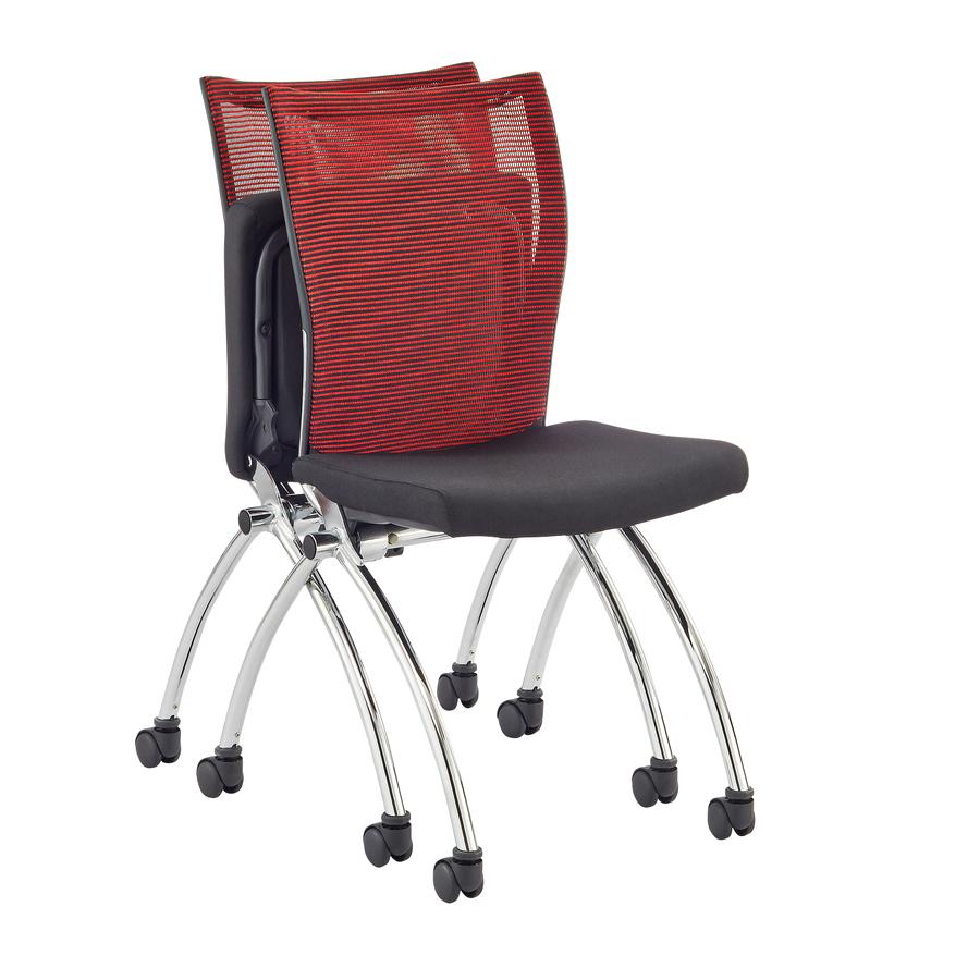 Safco Valore High Back Training Chair - Black Foam Seat - Red Back - Steel, Chrome Frame - High Back - Four-legged Base - 2 / Carton. Picture 4
