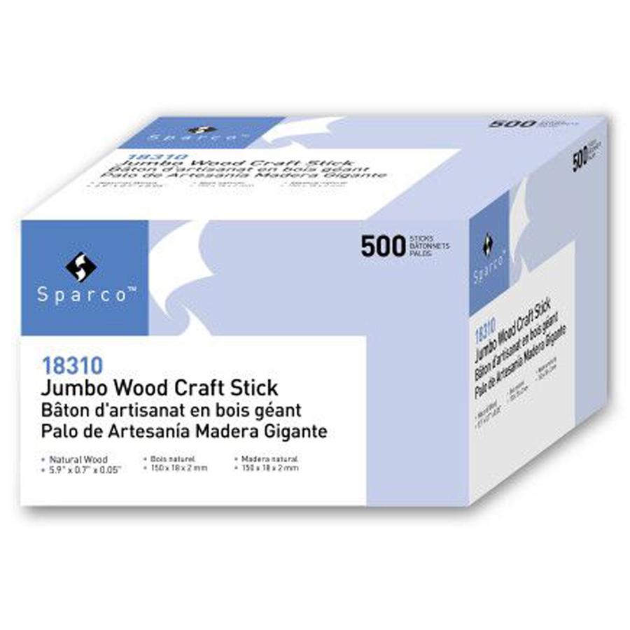 Sparco Jumbo Craft Sticks - Multipurpose - 0.05"Height x 5.90"Width x 0.70"Depth - 500 / Box - Brown - Wood. Picture 6