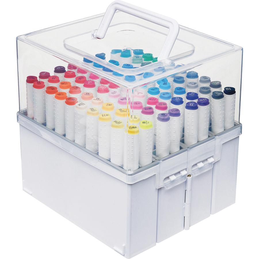 Deflecto Expandable Marker Accordion Organizer - External Dimensions: 8.6" Width x 7.5" Depth x 8.5" Height - Snap-in Lid Closure - Clear, White - For Pen, Marker - 1 Each. Picture 3