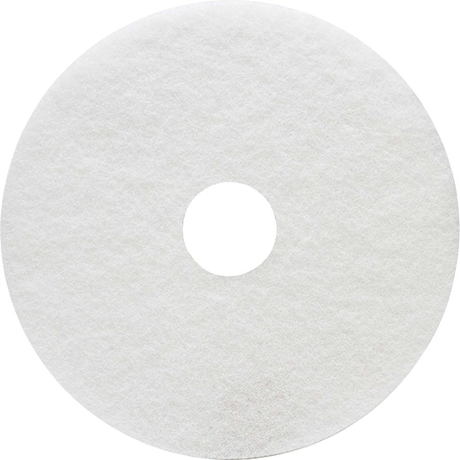 Genuine Joe Floor Cleaner Pad - 5/Carton - Round x 16" Diameter - Scrubbing, Cleaning - 350 rpm to 800 rpm Speed Supported - Resilient, Flexible - White. Picture 2
