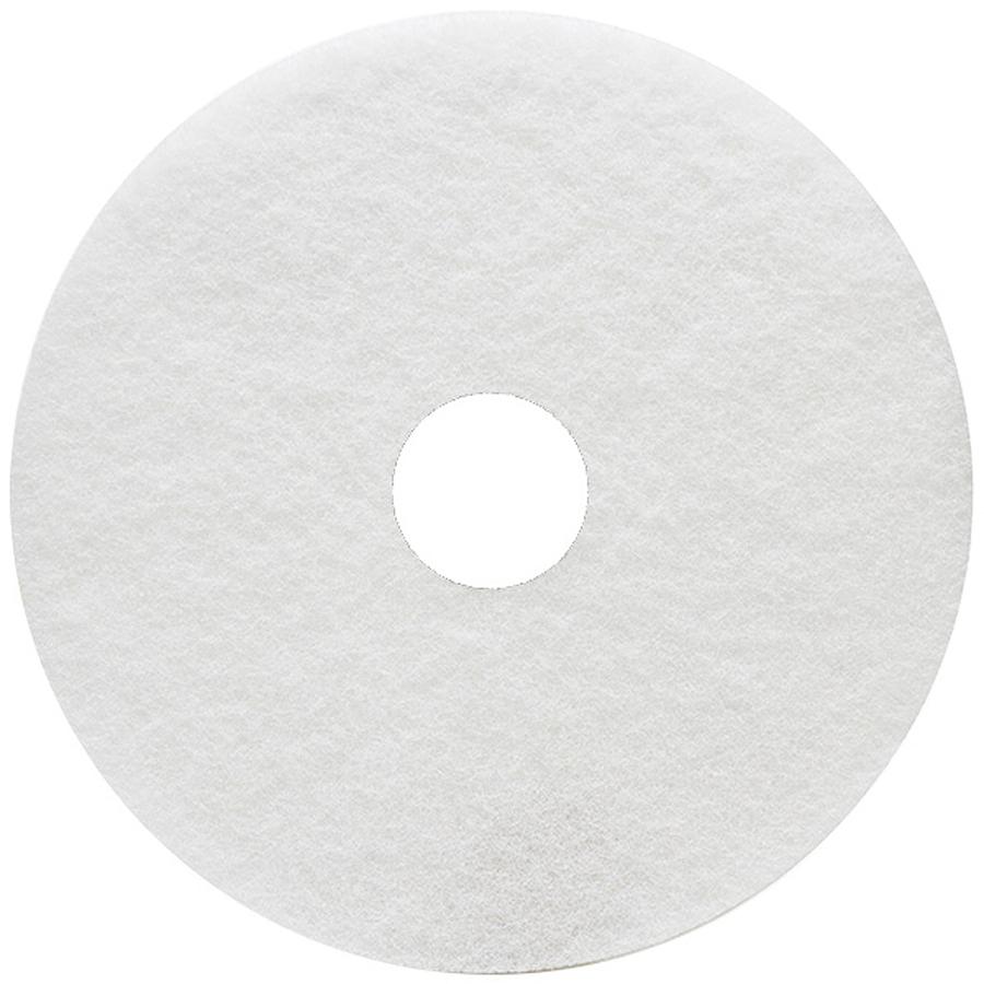 Genuine Joe Floor Cleaner Pad - 5/Carton - Round x 17" Diameter - Cleaning, Scrubbing - 350 rpm to 800 rpm Speed Supported - Resilient, Flexible - White. Picture 2