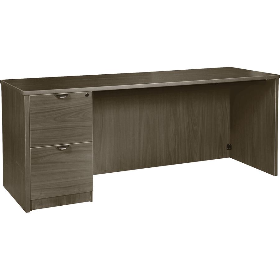 Lorell Prominence 2.0 Left-Pedestal Credenza - 66" x 24"29" , 1" Top, 0.1" Edge - 2 x File Drawer(s) - Single Pedestal on Left Side - Band Edge - Material: Particleboard - Finish: Thermofused Melamine. Picture 4