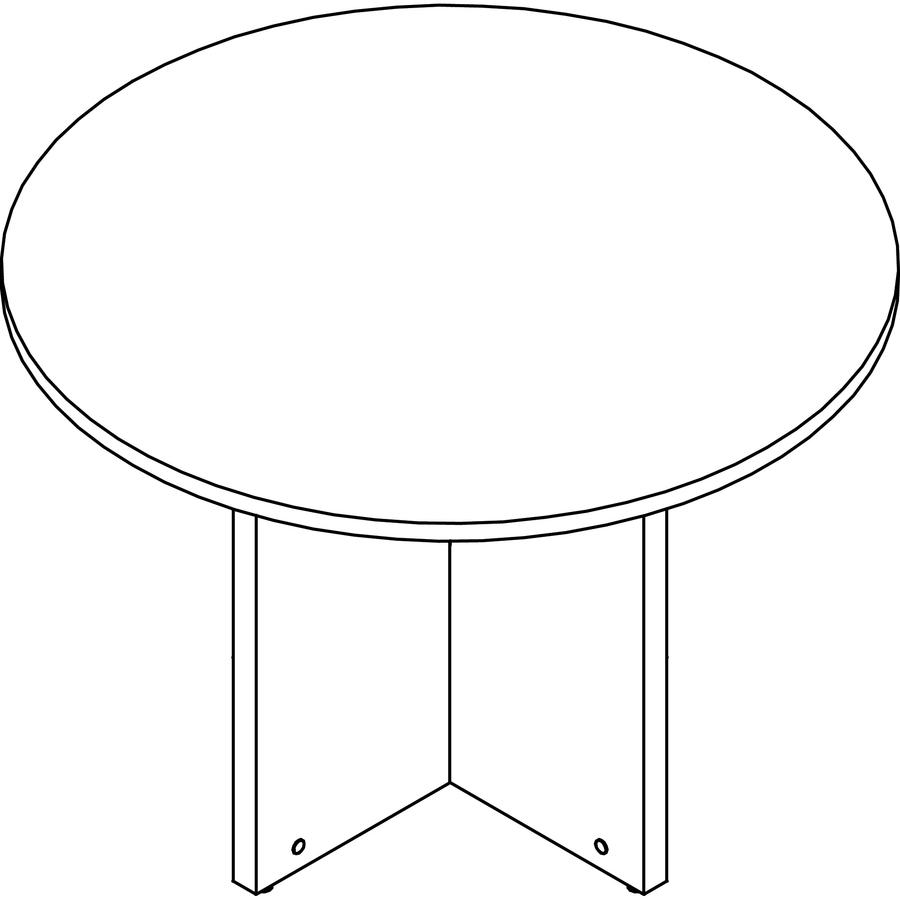 Lorell Prominence 2.0 Round Laminate Conference Table - 29" x 42" , 1" Top, 0.1" Edge - Material: Particleboard - Finish: Gray. Picture 2