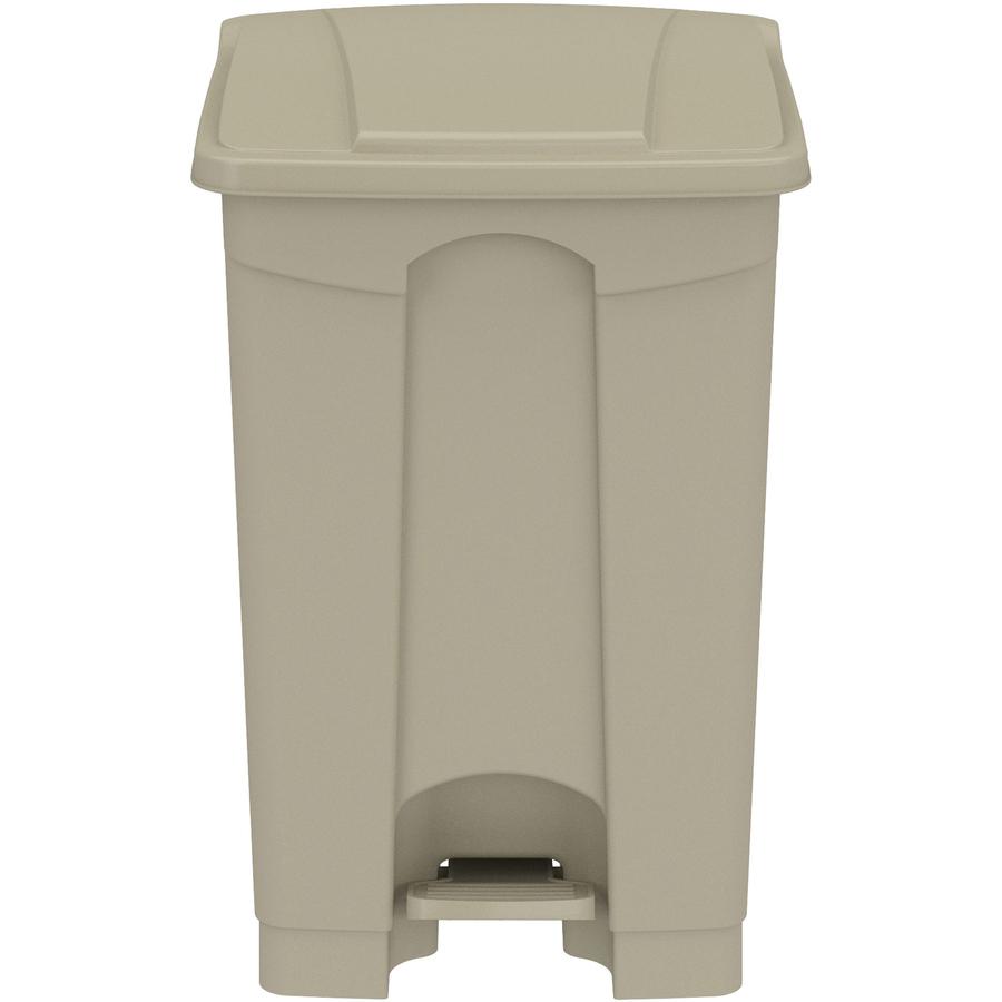 Safco Plastic Step-on Waste Receptacle - 12 gal Capacity - Foot Pedal, Lightweight, Easy to Clean - 23.8" Height x 15.8" Width x 16" Depth - Plastic - Tan - 1 Carton. Picture 7