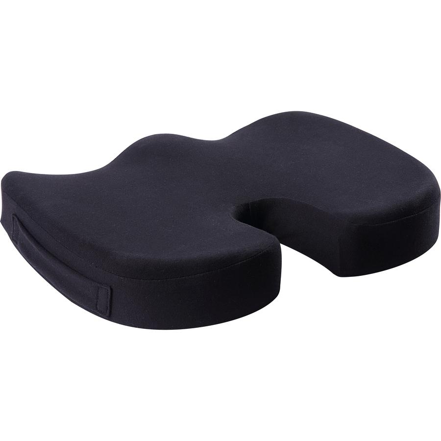 Lorell Butterfly-Shaped Seat Cushion - 17.50" x 15.50" - Fabric, Memory Foam, Silicone - Butterfly - Comfortable, Ergonomic Design, Durable, Machine Washable, Zippered, Anti-slip - Black - 1Each. Picture 4
