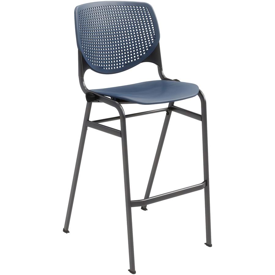 KFI Barstool Chair - Navy Polypropylene Seat - Navy Aluminum Alloy, Polypropylene Back - Black Steel Frame - Four-legged Base - 1 Each. Picture 2