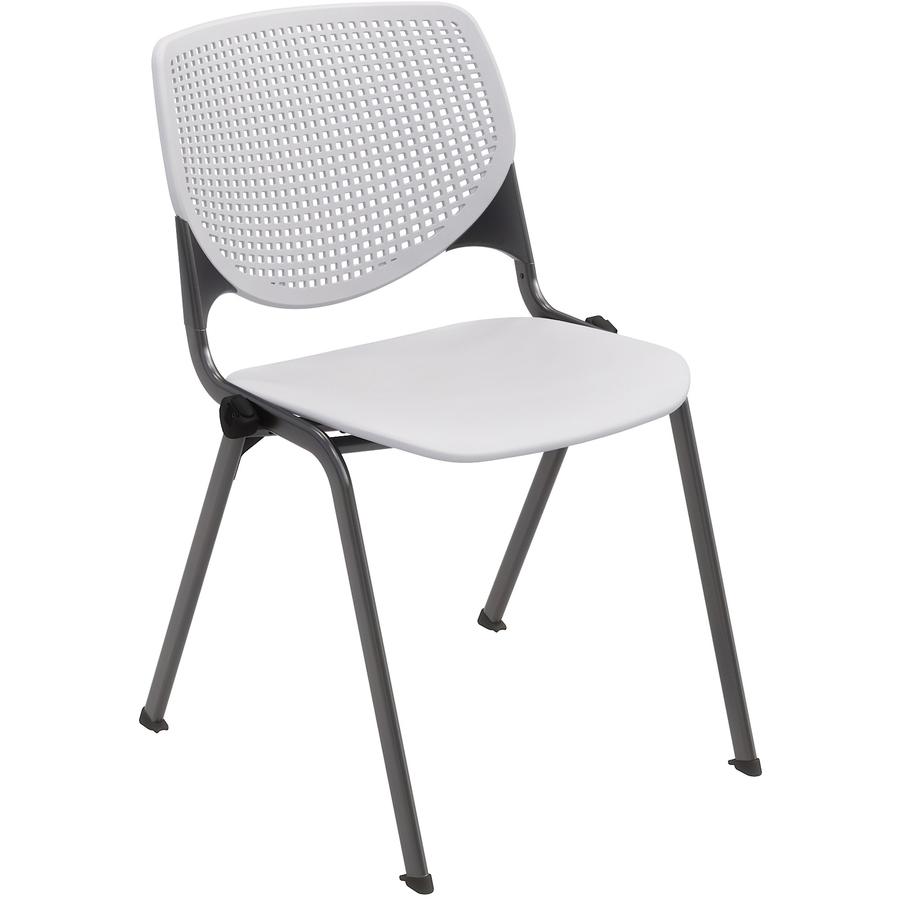 KFI Stacking Chair - Light Gray Polypropylene Seat - Light Gray Polypropylene Back - Steel Frame - Four-legged Base - 1 Each. Picture 2