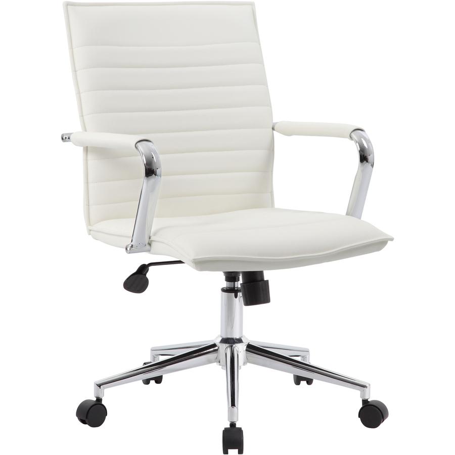 Boss Hospitality Task Chair w/ Arms - White Vinyl Seat - White Vinyl Back - 5-star Base - Armrest - 1 / Carton. Picture 2