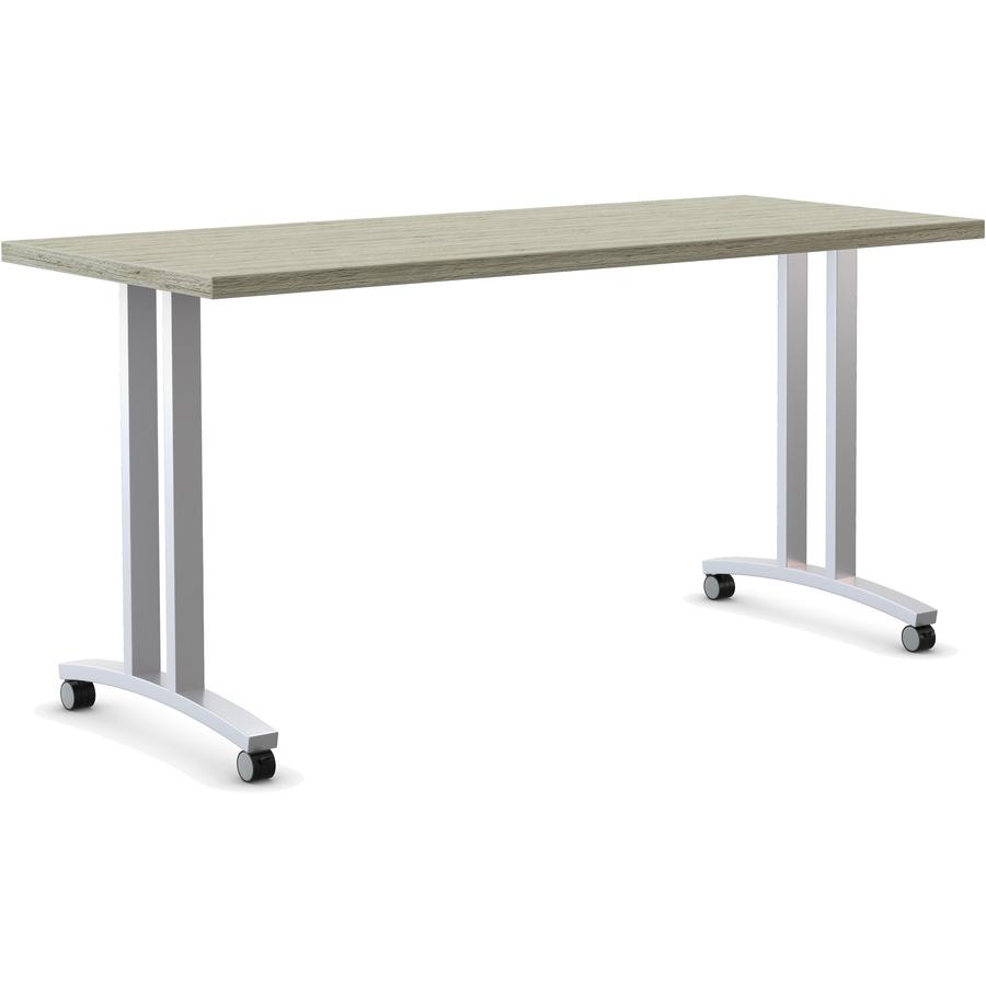 Special-T Structure Series T-Leg Table Base - Powder Coated T-shaped, Metallic Silver Base - 2 Legs - 112 lb Capacity - Assembly Required - 1 / Set. Picture 3