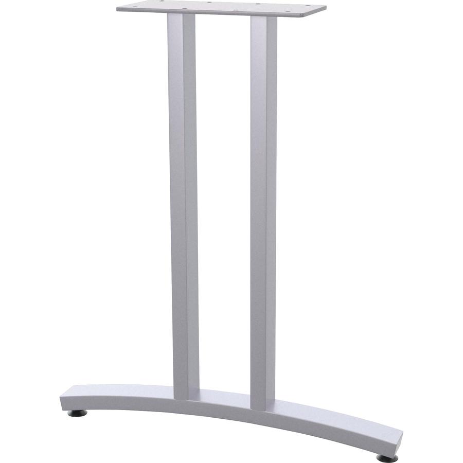 Special-T Structure Series T-Leg Table Base - Powder Coated T-shaped, Metallic Silver Base - 2 Legs - 150 lb Capacity - Assembly Required - 1 / Set. Picture 2
