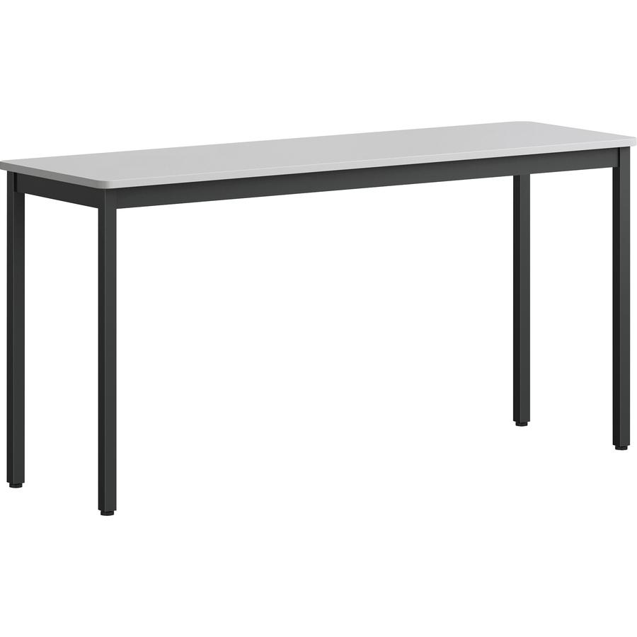 Lorell Utility Table - Gray Rectangle, Laminated Top - Powder Coated Black Base - 500 lb Capacity - 59.88" Table Top Width x 18.13" Table Top Depth - 30" Height - Assembly Required - Melamine Top Mate. Picture 6