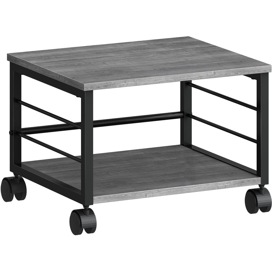 Lorell Underdesk Mobile Machine Stand - 150 lb Load Capacity - 13.2" Height x 18.7" Width x 15.7" Depth - Desk - Powder Coated - Metal, Laminate, Polyvinyl Chloride (PVC) - Charcoal, Black. Picture 4