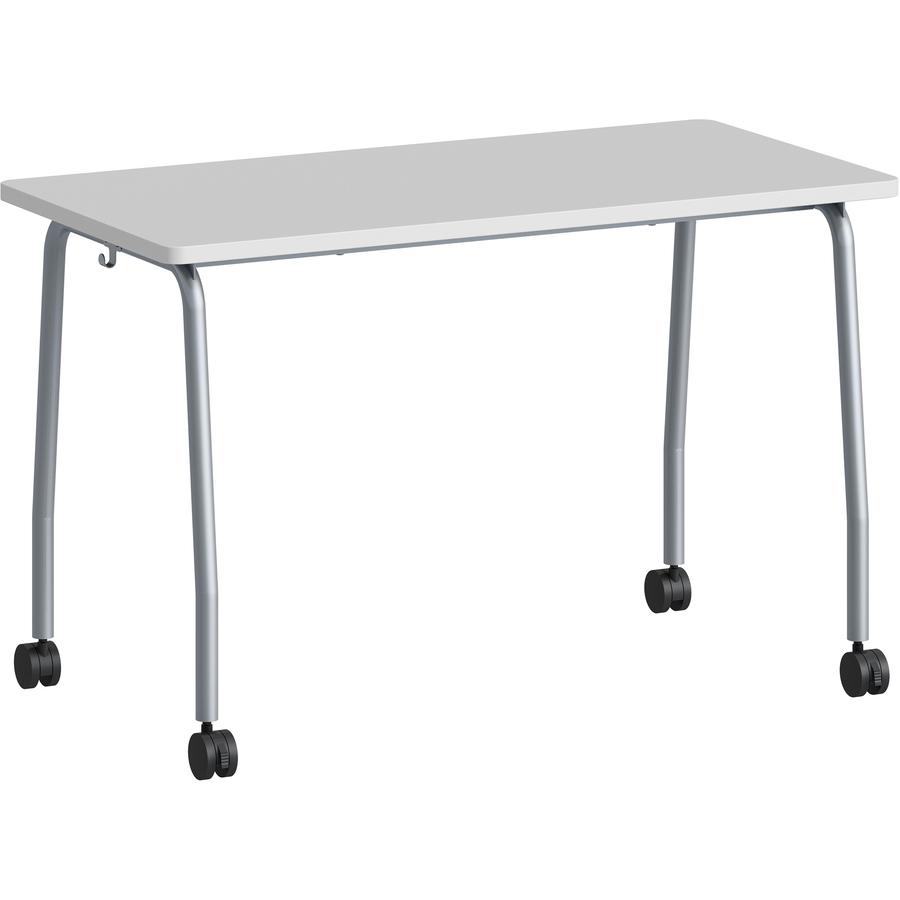 Lorell Training Table - Laminated Top - 300 lb Capacity - 29.50" Table Top Length x 23.63" Table Top Width x 1" Table Top Thickness - 47.25" HeightAssembly Required - Gray - Particleboard Top Material. Picture 7