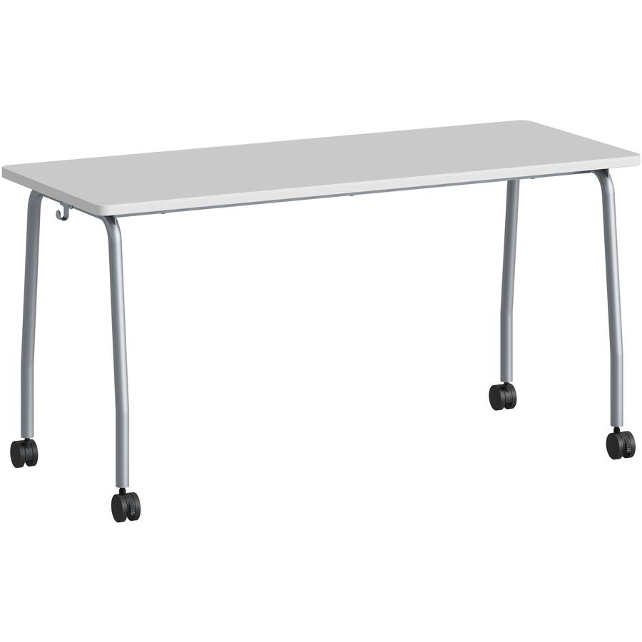 Lorell Training Table - Laminated Top - 300 lb Capacity - 29.50" Table Top Length x 23.63" Table Top Width x 1" Table Top Thickness - 59" HeightAssembly Required - Gray - Particleboard Top Material - . Picture 4