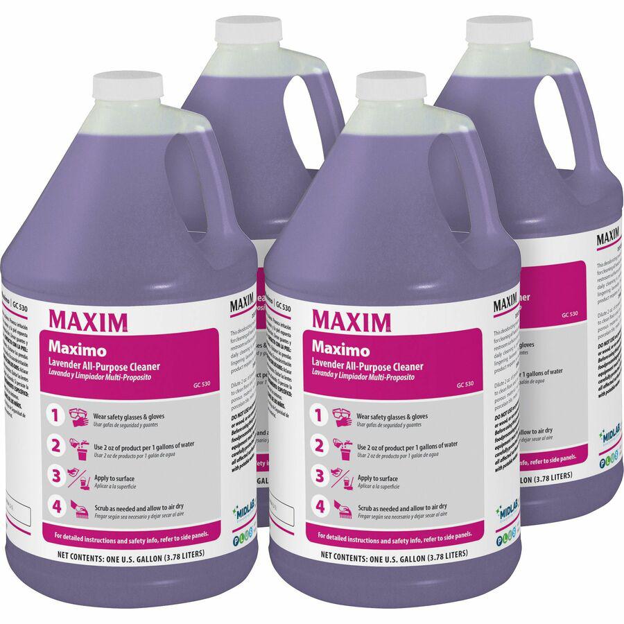Maxim Lavender All-Purpose Cleaner - Concentrate Liquid - 128 fl oz (4 quart) - Lavender Scent - 4 / Carton - Purple. Picture 3