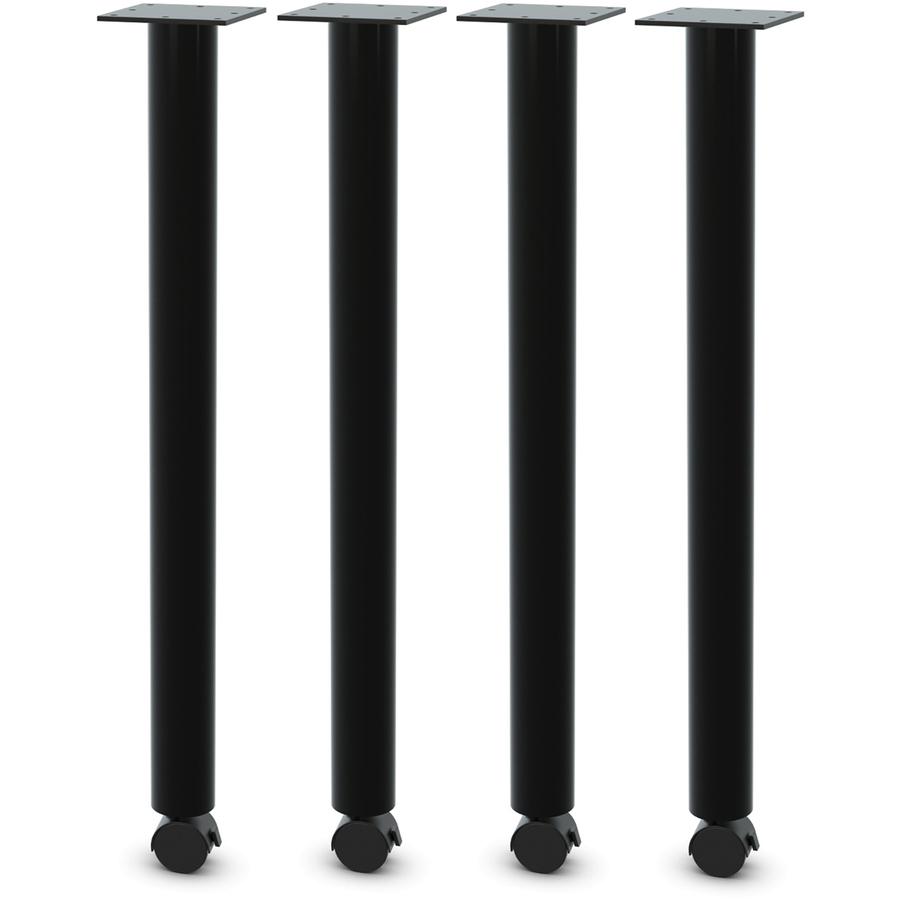 Lorell Tabletop Post Legs - 1" x 2"27.8" , 2" Caster - Material: Steel - Finish: Black. Picture 2